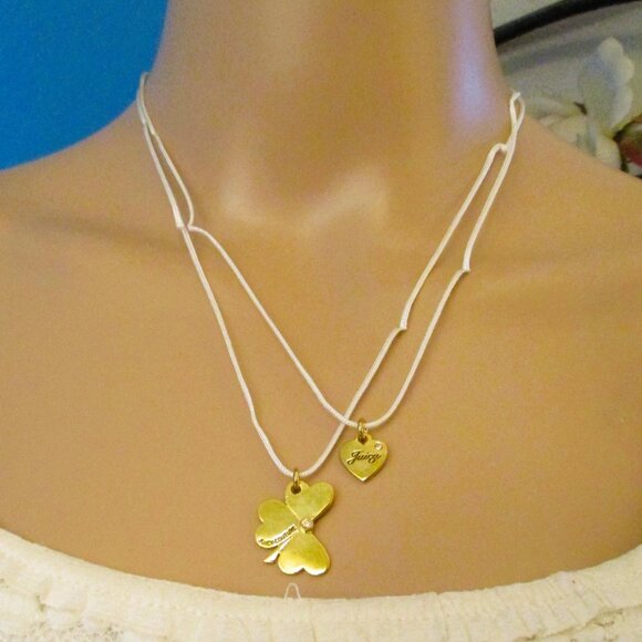 JUICY COUTURE Shamrock Heart Charm Necklaces~ NOS Juicy Couture BFF Necklaces - Picture 4 of 14